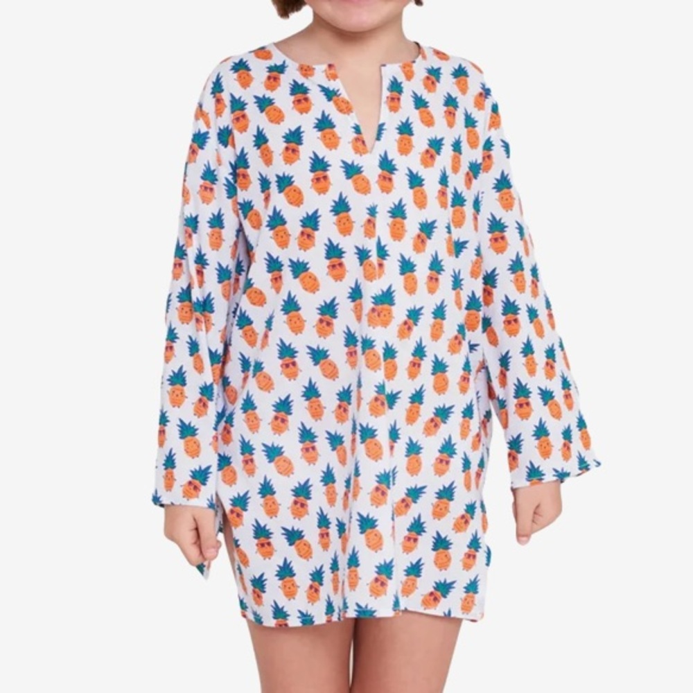 New! Roberta Roller Rabbit Girls Pineapple Pina Colada Kurta Coverup Sz 6 $50